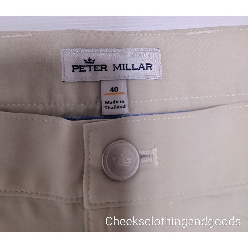 Peter Millar Mens Khaki Flat Front Shorts Size 40 Golf Casual Chino - Picture 7 of 11